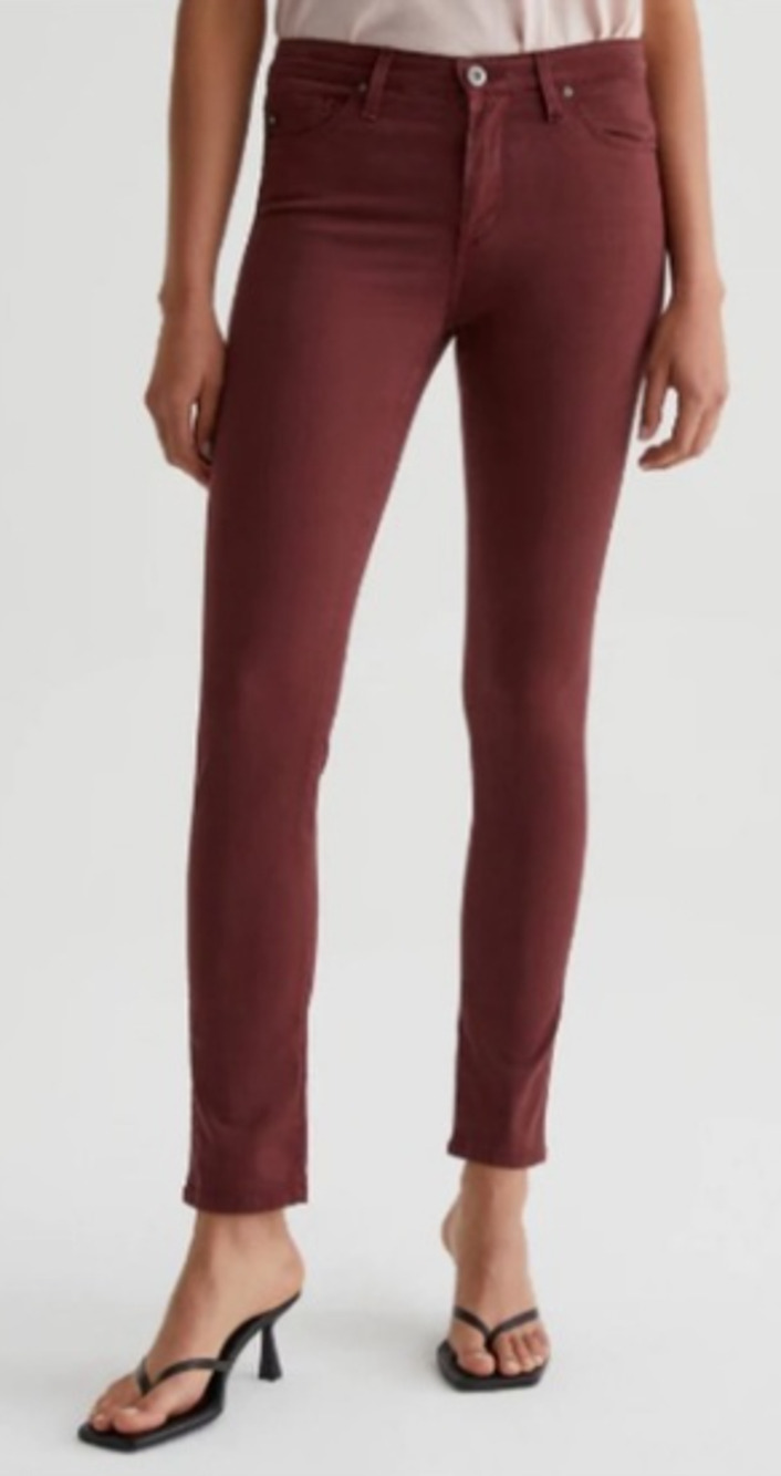 AG Adriano Goldschmied Women's Maroon the Abbey Ankle Jeans Size 26 MSRP$170